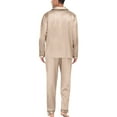 thumbnail image 4 of Men's Casual Pyjamas Long Sleeve Blouse Button Silk Satin Two Piece Sleepwear Suit Pant Pyjama, 4 of 5