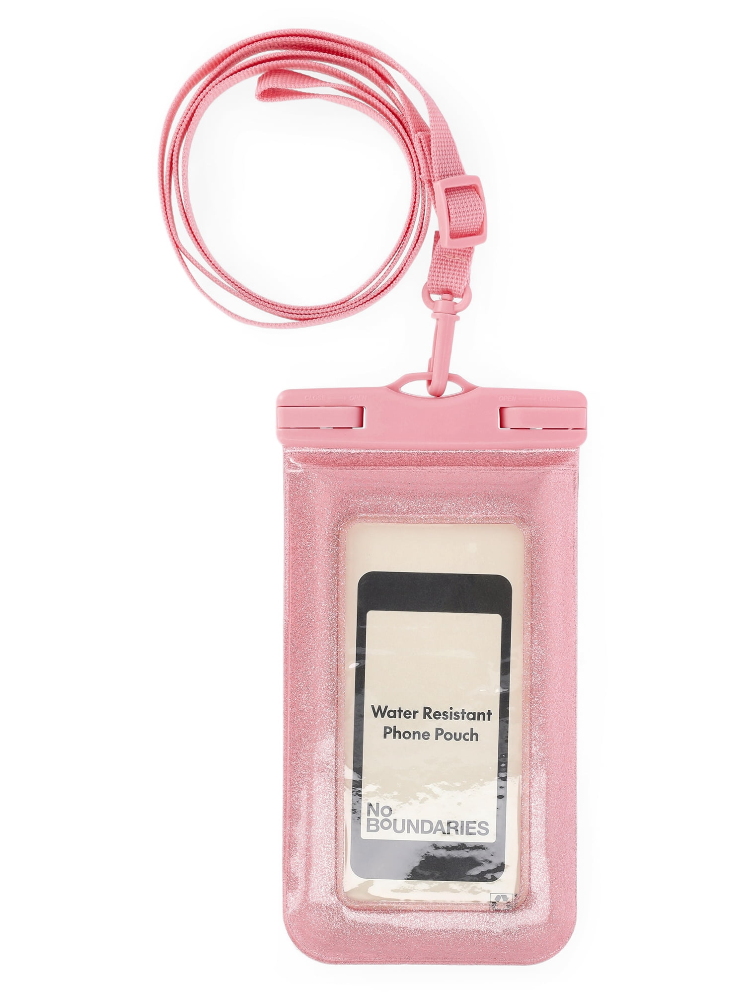 No Boundaries Women's Beach Water Resistant Cellie Pouch, Pink Lemonade Glitter