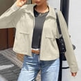 thumbnail image 6 of Luivaraty Womens Suede Jacket Long Sleeve Bomber Jacket Fashion Trendy Laple Zip Up Pockets Outwear Coat, S-2XL, 6 of 7