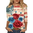 thumbnail image 2 of Lorytime Tshirts Shirts for Women 4th of July Tops Patriotic Graphic Outfits Lorytime 3/4 Sleeve Holidays Clothes, 2 of 7