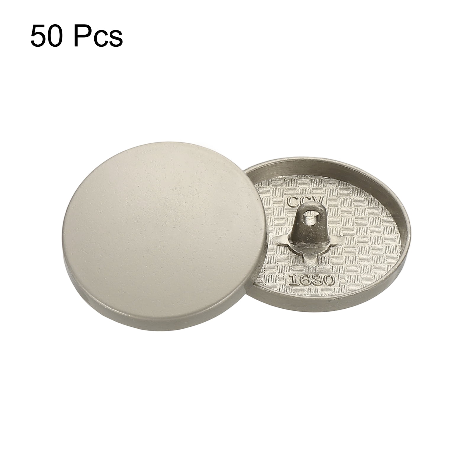 50pcs 48L Metal Round Flat Sewing Buttons 30mm Alloy Shank Craft Replacement Button for Men Women Suit Woolen Coat Shirt Trousers Sewing Crafts, Grey