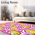 thumbnail image 2 of ODIKA 4'x6' Machine Washable Non-Slip Area Rug, Whimsical Cheese Wedge Maze with Tiny Critter Motifs High Traffic Rug with Pad, Pink, 725851, 2 of 8