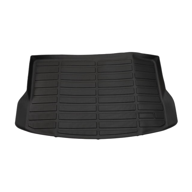 Unique Bargains Cargo Liner Rear Trunk Mat for Chevrolet Bolt EUV 2022-2024, made of durable black TPE material with a long grid pattern. This anti-slip, waterproof mat is designed to protect the rear trunk from scratches and dirt. It is easy to install, clean, and provides all-weather protection.