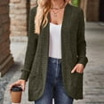 thumbnail image 6 of Fall Fashion Olyvenn Women's Long Sleeve Open Front Knitted Long Cardigan Sweaters with Pockets Outwear Coat Cardigan Sweaters for Women Trendy Army Green 10, 6 of 9