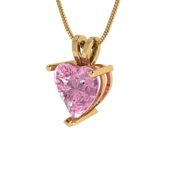 2 ct Brilliant Heart Cut Solitaire Pink Diamond 14k Yellow Solid Gold Everyday Affordable Designer Necklace Pendant with 16" Chain