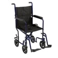 thumbnail image 1 of Silla de ruedas de transporte ligera Drive Medical ATC19-BL de aluminio con reposapiés abatible, color azul, 1 of 3