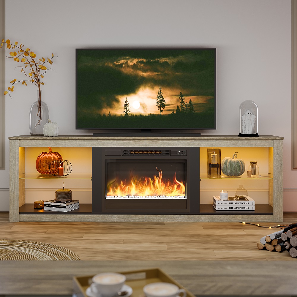 Bestier Modern Electric Fireplace TV Stand for TVs up to 75