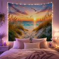 thumbnail image 2 of Sandy Path Through Beach Dunes at Sunset with Seagulls, Serene Coastal for Beach Lovers, Vibrant Ocean Artwork Housewarming Gift, Tapestry Wall Hanging for Bedroom and Living Room, 2 of 7