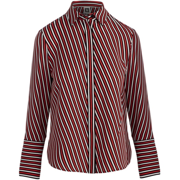 Anne Klein Womens Oblique-Striped Knit Blouse, red, XXS