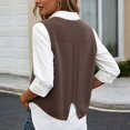 thumbnail image 6 of Unir Womens Vests Casual Solid Cable Knit Crew Neck Cropped Split Hem Polyester Sleeveless Sweater Vest Daily Basic Waistcoat S-XXL Cozy Wear 1Pc, 6 of 7