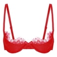 thumbnail image 1 of Lingerie pour Femmes Dentelle Florale Transparente Soutien-Gorge à Armatures Bretelles Réglables Non Doublé Rouge B L, 1 of 5