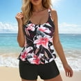 thumbnail image 2 of Zhden Tankini Swimsuits for Women Two Piece Bathing Suits Tummy Control Swimsuit Bathing Suit Top with Boyshorts Flowy Swimwear（Red,5XL）, 2 of 7