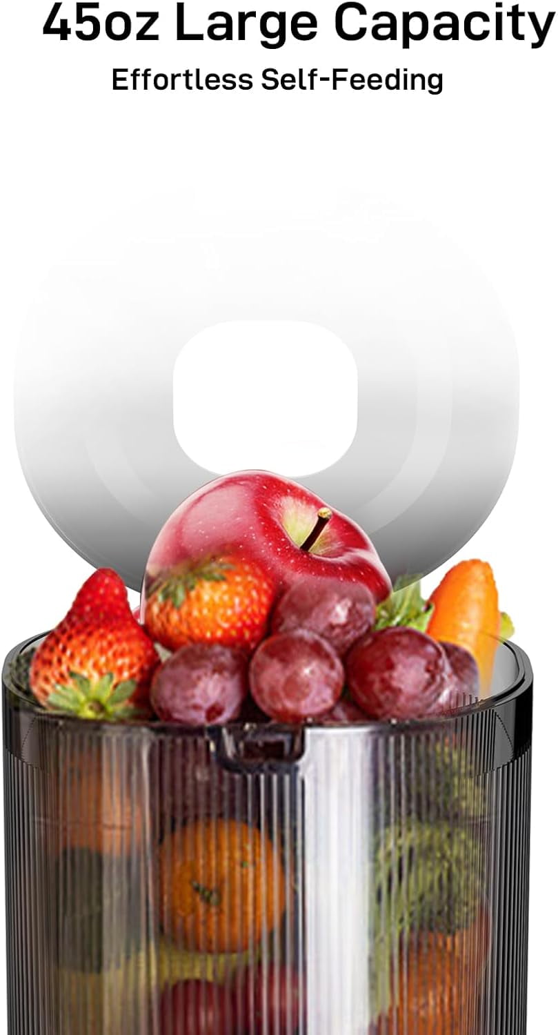 SiFENE Slow Masticating Juicer Machine, Cold Press Whole Fruit Juicer with 4.3-Inch Wide Feed Chute, Easy to Clean, High Juice Yield, Fruit & Vegetable Juicer, Home Kitchen, Green
