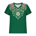 thumbnail image 5 of Youyipin Womens Tops Mexican Embroidered Tops Traditional Summer Blouse Women's Floral Printed Tunic V Neck Short Sleeve Shirts For Women, 5 of 5