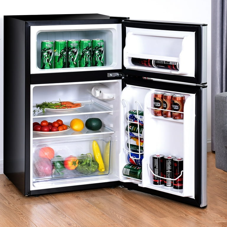  MAT EXPERT 3.4 Cu.Ft 2-Door Mini Fridge with Freezer, Compact  Refrigerator w/Adjustable Removable Glass Shelves, Mechanical Control &  Recessed Handle Small Drink Cooler for Dorm/Office/Home/RV (Black) :  Appliances