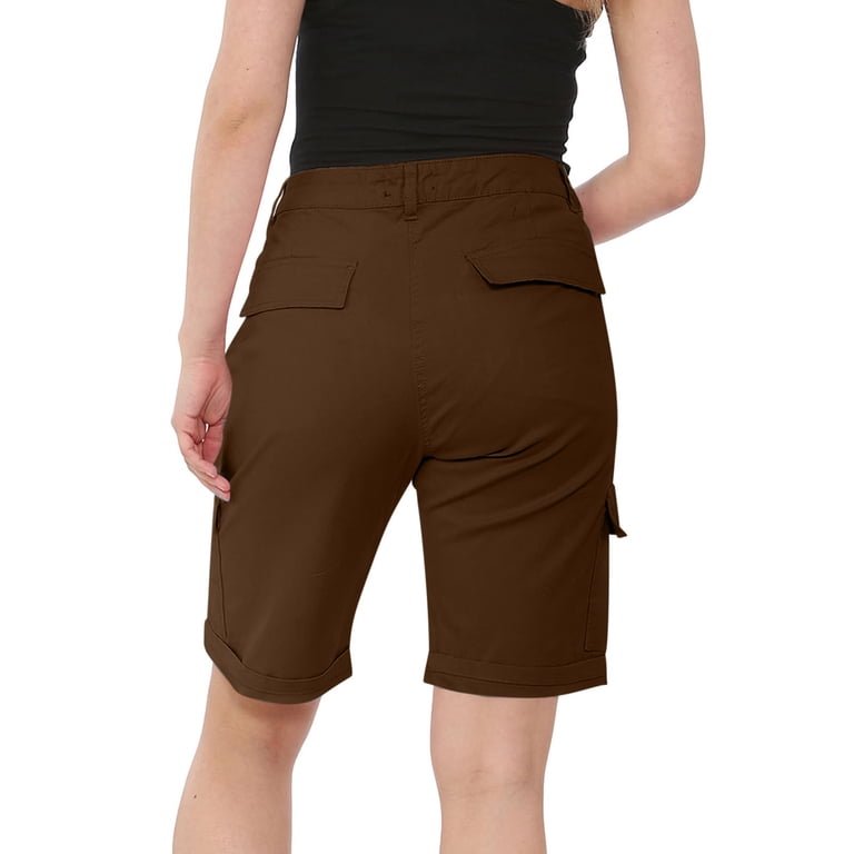 brown dress shorts womens Thats What I Said Caramel Brown Faux Suede Cuffed Shorts