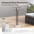 thumbnail image 4 of ThrottleT-Bronze Standing Towel Rack with Weighted Marble Base, 2-Tier Towel Rack Stand for Bathroom Floor, Bath Towel Holder Fits Bath Towel & Hand Towel,18/8 Stainless Steel, BTH217-BB, 4 of 18