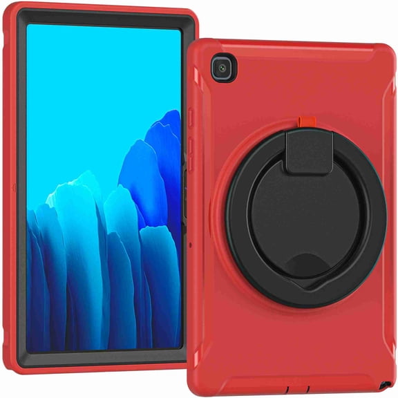 Dteck Kids Case for Galaxy Tab A7 10.4 2020 T500 T505 Rugged Kickstand with Pencil Holder Shockproof Heavy Duty Hybrid Three Layer Armor Silicone PC Tablet Cover, red