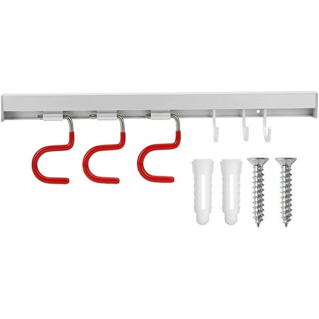 

Mop Rack Broom Rack Aluminum Wall Hanging Rack Multifunctional Balcony Hanger (3 Hangers and 3 Hooks)