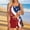 Blue, variant on Women 4th of July Outfit Three Piece Set Tops with thong pants and skirt American Flag Patriotic Shirt Anniversary USA Shirt
