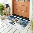 thumbnail image 3 of Hello Winter Boston Terrier Welcome Snowy Night Watercolor Vintage Doormat Gentleman Dog Lover Gifts Indoor Outdoor Welcome Mat - 01011, 3 of 5