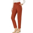 thumbnail image 1 of Pantalones de gamuza sintética para mujer Pantalones casuales de cintura alta con cinturón y piernas rectas Caramelo XS, 1 of 6
