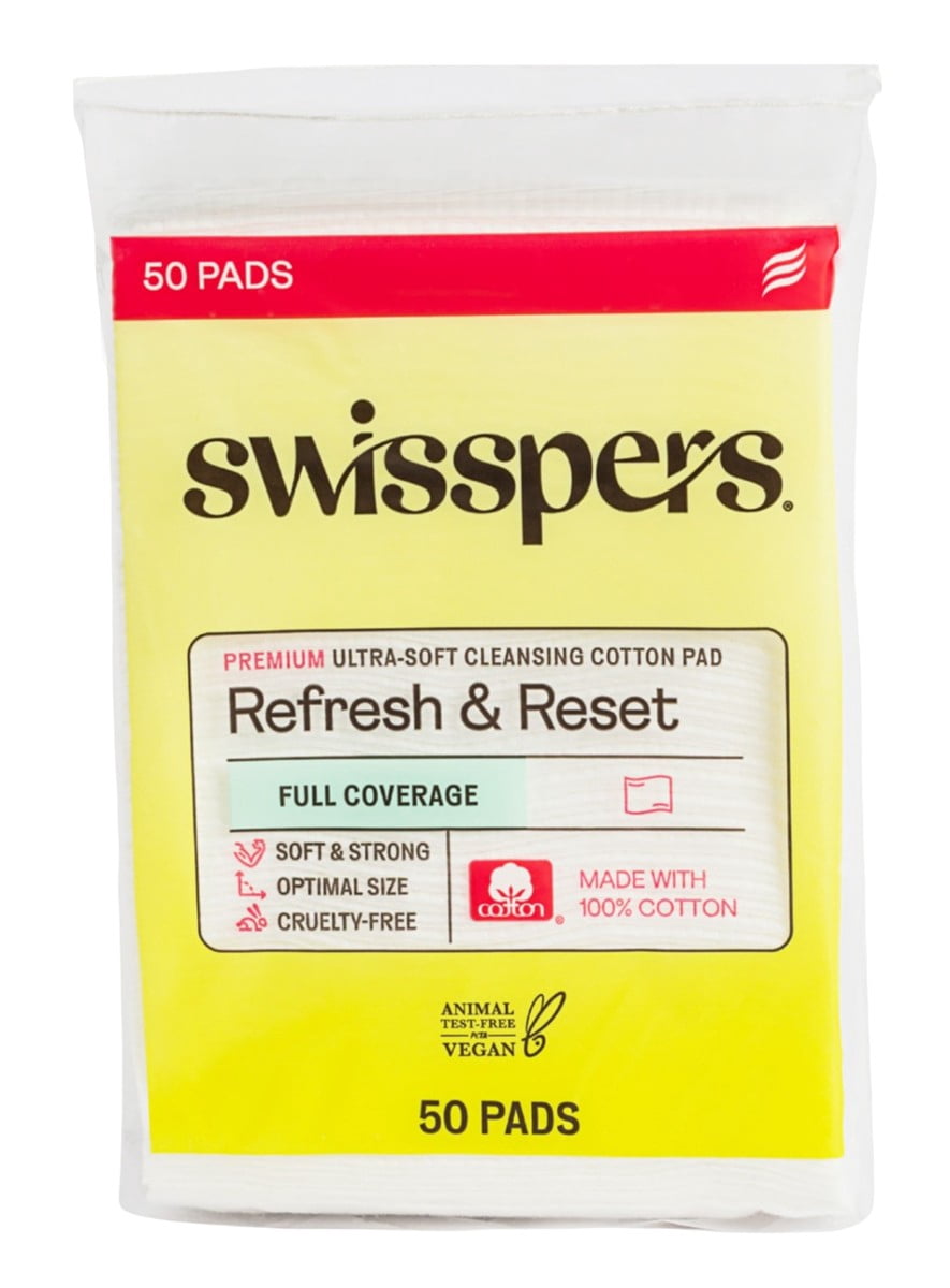 Swisspers Large Premium Cotton Facial Cleansing Pads, Lint-Free