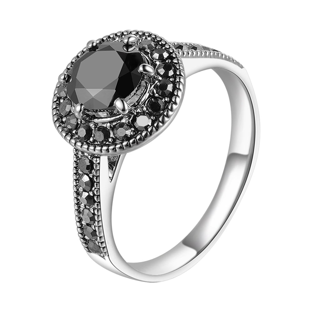 Mytys Cross Criss Silver Belt Band Rings for Women Black Marcasite Wide Twist Knot Statement Ring 