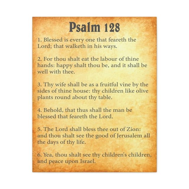 Scripture Walls Psalm 128 Chapter Gold Bible Canvas Christian Wall Art Ready to Hang Unframed