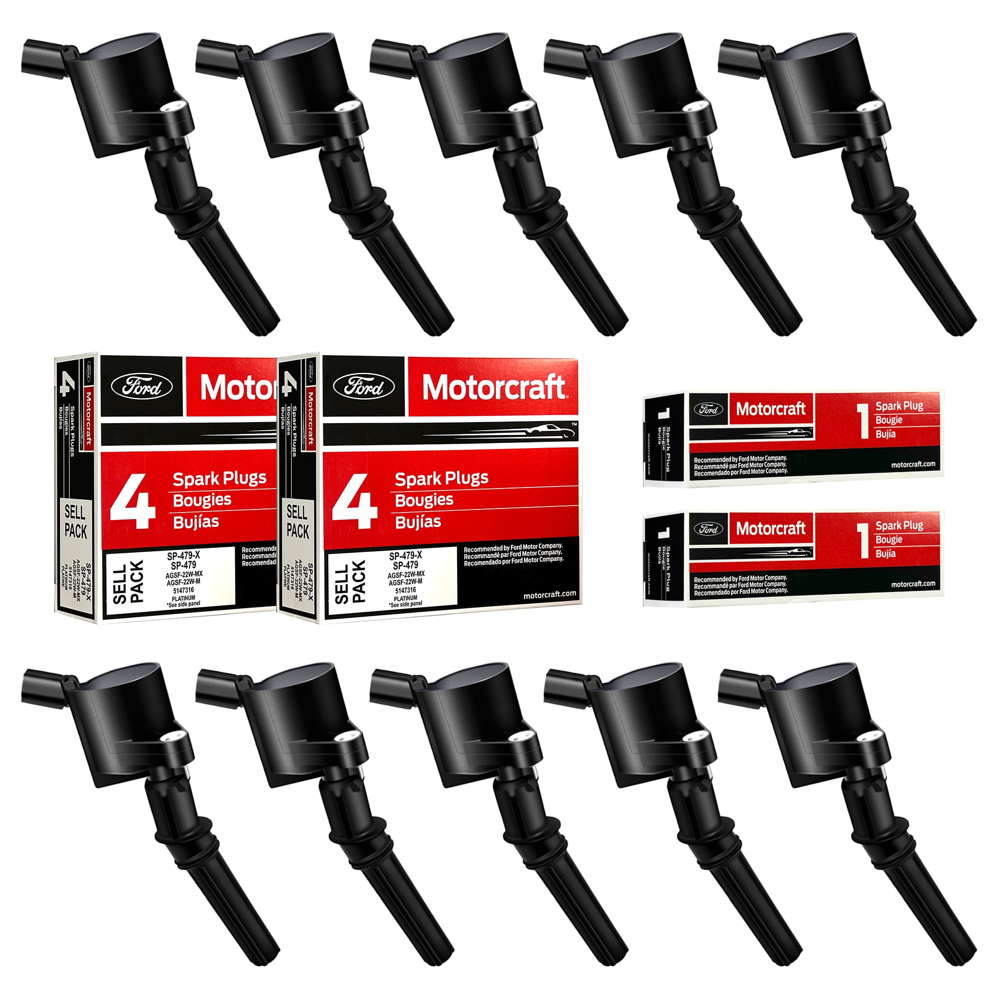 Ford 4.6L 5.4L 6.8L V8 V10 Set of 10 Ignition Coil DG508 10 Spark Plug