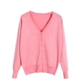thumbnail image 4 of Baberdicy Sweaters for Women Ladies' Solid Tone Buttoned Mercerized Cotton Loose Sweater with Cardigan Jacket Womens Sweaters Pink, 4 of 5