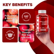 Vitamatic Apple Cider Vinegar Gummies - 1000mg per serving - 60 Vegan Gummies - ACV Gummies for Detox, Weight Loss Support, Energy Boost, Digestion & Gut Health