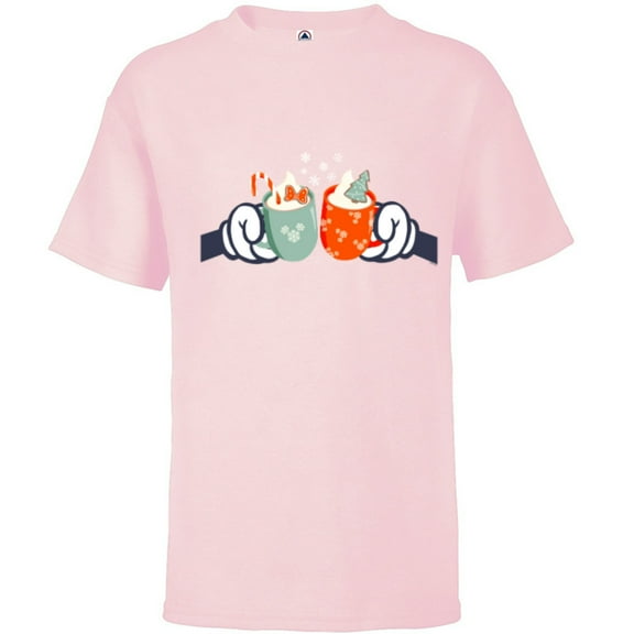 Disney Mickey and Minnie Mouse Holiday Christmas Cocoa Mugs - Short Sleeve T-Shirt for Kids - Customized-Soft Pink