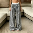 thumbnail image 4 of ClodeEU Women's Plaid High Waisted Wide Leg Pants ,Loose Fit Straight Floor Length Trousers for Summer Black,Women's Plus L, 4 of 7