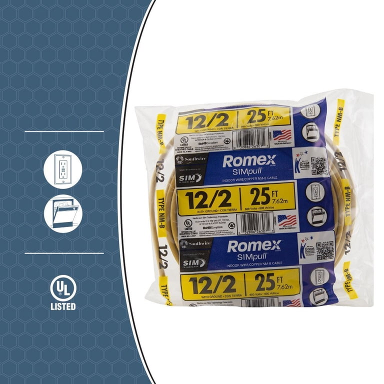 Plastic Jacket Nm-B Wire 12/2 25 Ft. - Walmart.com