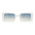 thumbnail image 2 of Iconic Squared Rectangle Plaid Pattern Thick Arm Mod Fashion Sunglasses White - Blue Beige, 2 of 4