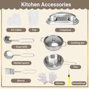 COCLUB Play Kitchen, Wooden Kids Kitchen Playset with Chalkboard, Ice Maker, Play Phone, Cookware Accessories, Microwave Toy Kitchen Gift for Boys Girls Age 3-8 White