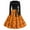 Orange, variant on WTOBBY Women's Halloween Print Flare Dress with Spider Bat Pumpkin Pattern, Round Neck, Long Sleeves, and Hollow Party Design for Casual Retro Fashion ,Black L