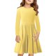 thumbnail image 2 of Odeerbi Niñas Manga Larga A-Vestido de Manga Larga Para Niñas Vestido Acampanado de Primavera Vestido Elástico de Colores Sólidos Vestido de Patinadora Twirly Vestido de Recital Escolar, 2 of 9