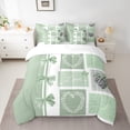 thumbnail image 3 of Manfei Princess Green Bowknot 7-Piece Twin Bedding Sets, Leaf Plant Botanical Bedding Comforter Set, Rustic Wooden Plank Reversible Sheet Sets, Breathable Home Decor, 3 of 8