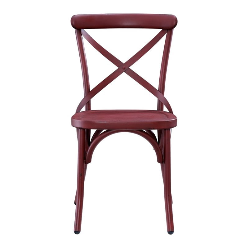 Pulaski Metal Dining Chair In Distressed Antique Red