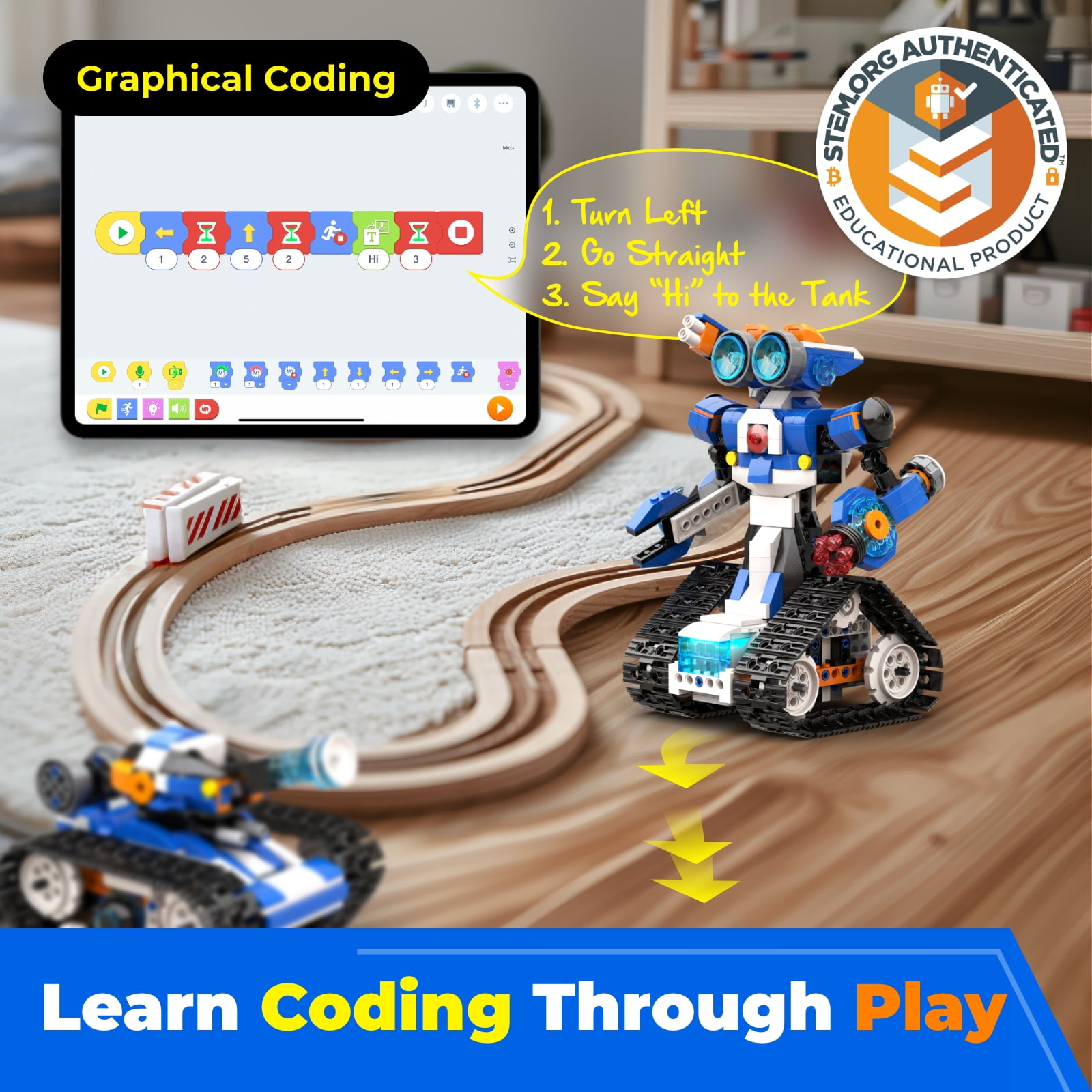 Apitor Robot J Robot Building Kit for Kids Ages 7-12, 6-in-1  STEM Educational Coding Toys with APP Remote Control, Science Engineering Gift for Boys & Girls, 4 Control Modes (480 Pieces)