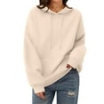 thumbnail image 4 of Oversized Hoodie Women Plain Fleece Hooded Sweatshirt with Pockets Casual Long Sleeve Pullover Sweat Shirts Y2k Tops Khaki M, 4 of 6