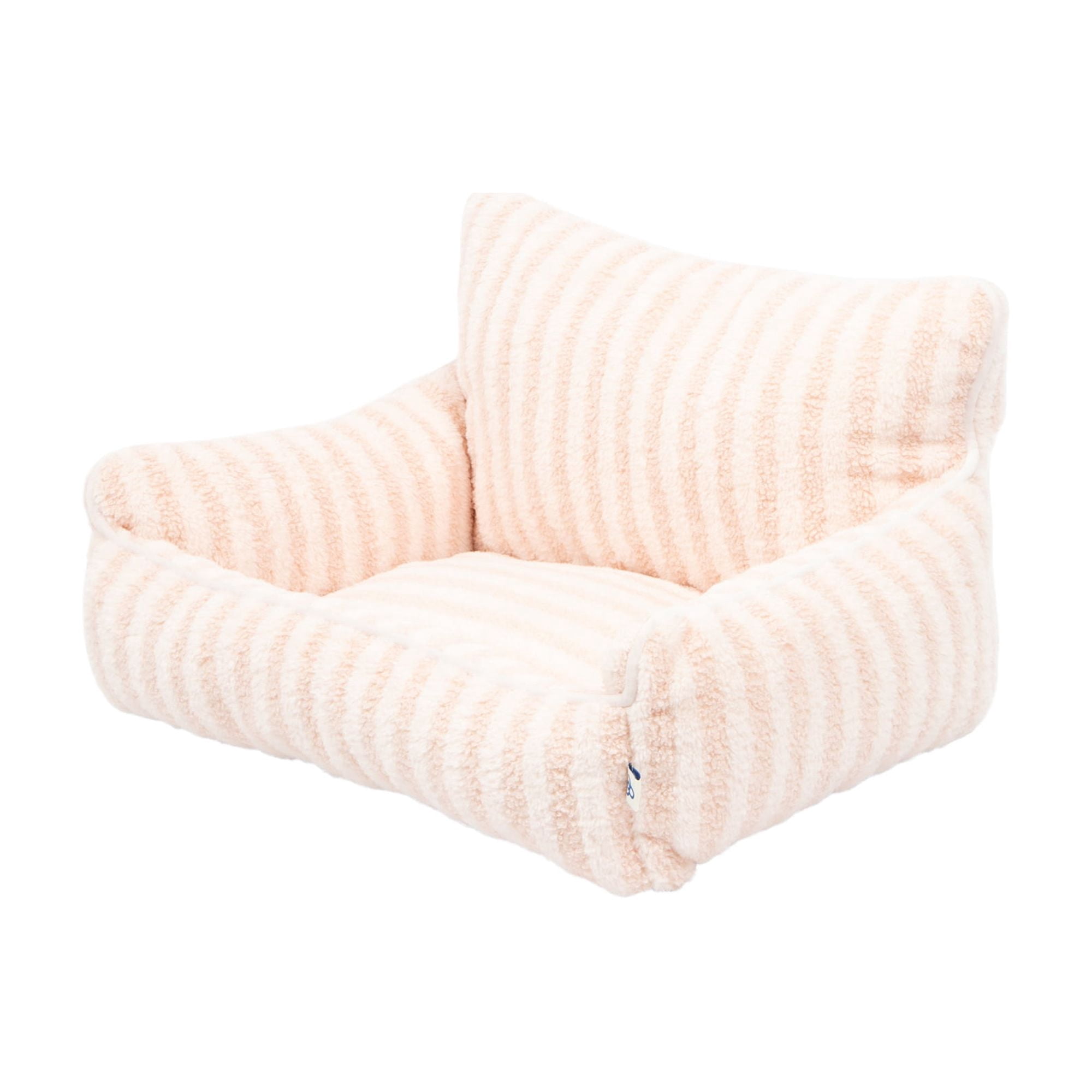 Oodles Striped Sherpa Sofa Lounger Pet Bed, Pink, One Size, 27" x 21" x 15"