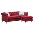 thumbnail image 2 of Raisa 82 in. Burgundy Velvet 3-Seater Sofa with 2-Throw Pillow, 2 of 4