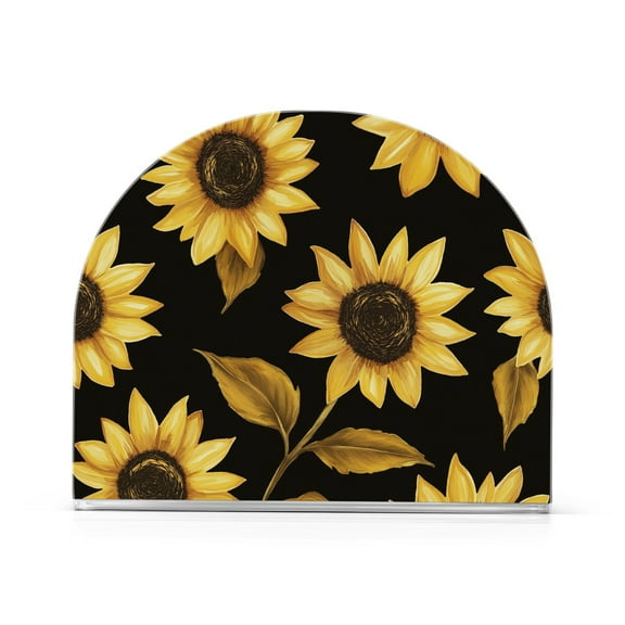Yayeee Napkin Holder for Table Kitchen Paper Tissue Organization, Black Sunflower Pattern