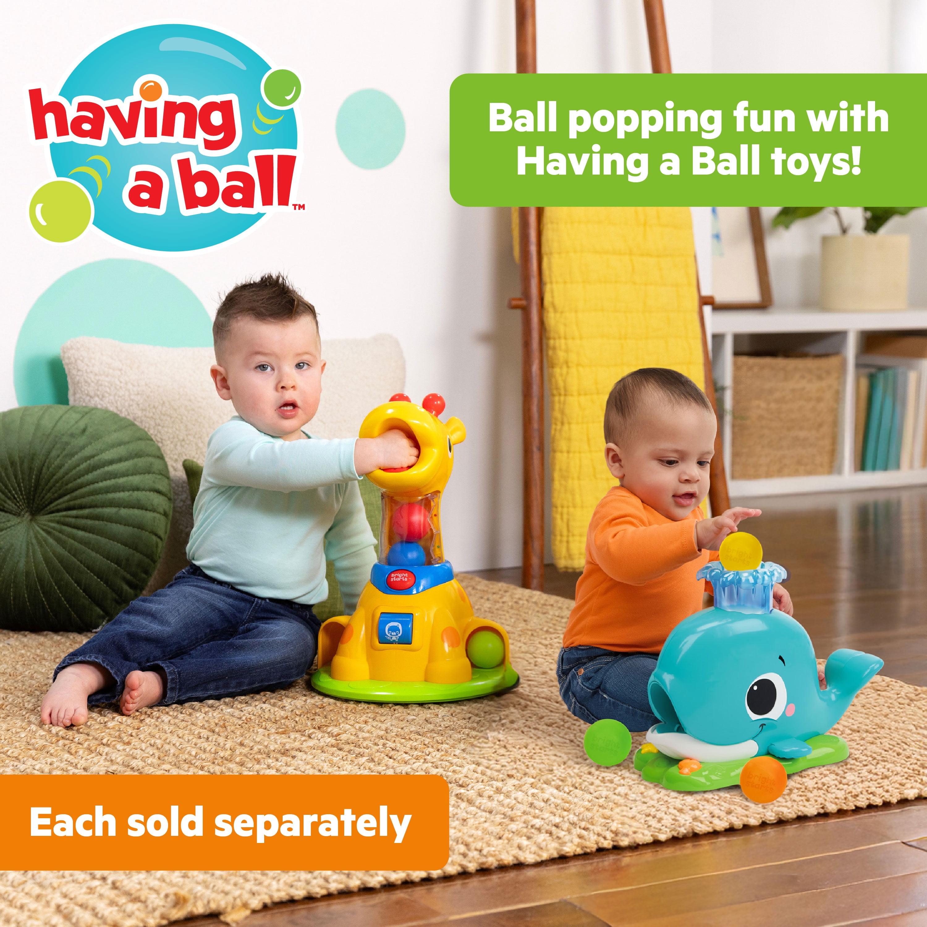 Bright Starts Silly Spout Whale Popper Toy, Unisex, Infant to Toddler