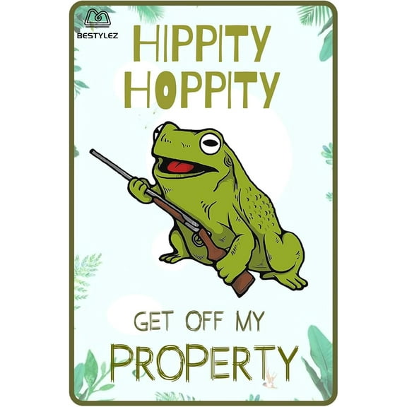 Funny Metal Sign Door Sign Frog Decor For Bedroom, Bar, Garage, Yard - Hippity Hoppity Get Off My Property Frog Gift 12 x 8 Inch