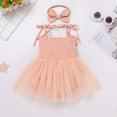 thumbnail image 5 of FYMNSI Baby Girl 1st Birthday Outfit One Year Old Spaghetti Straps Tulle Romper Summer Sleeveless Tutu Dresses with Headband 12-18 Months Orange, 5 of 10