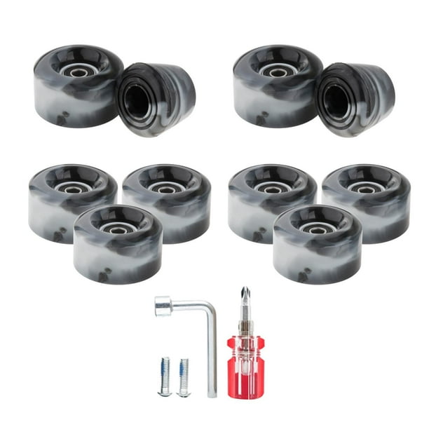 Ruedas de patines Macarena 8 piezas para patines cuádruples con rodamientos ABEC-9 608RS Blanco negro